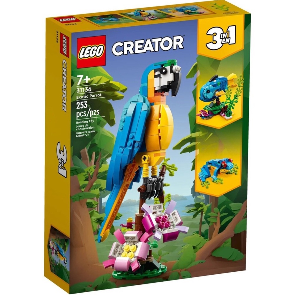 NEW LEGO Creator 3 in 1 Exotic Parrot, Swimming Fish and Frog Model #31136 7+ yr